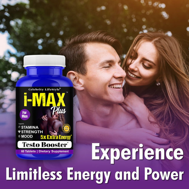 I-Max plus Testosterone Booster Vitamin Supplement, Increase Energy, with Tribulus, Maca & Tongkat 60 Tablets