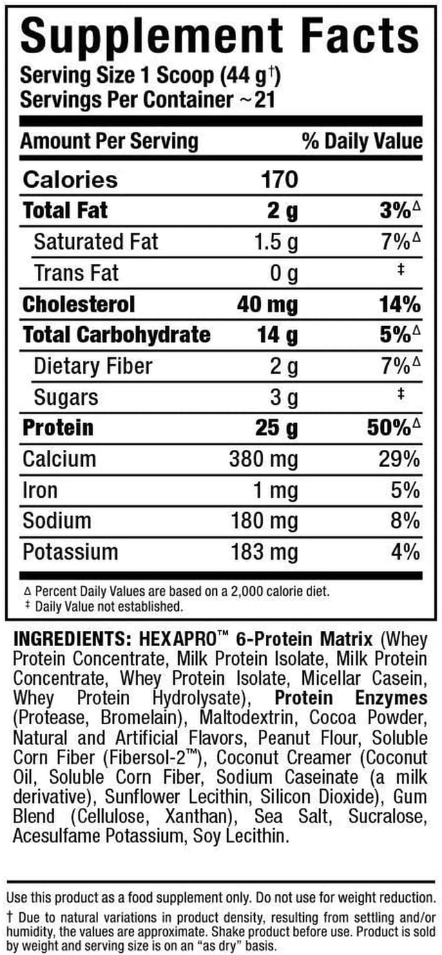ALLMAX HEXAPRO, Strawberry - 2 Lb - 25 Grams of Protein per Serving - 8-Hour Sustained Release - Zero Sugar - 21 Servings