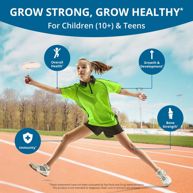 Grow Power by Nubest, Support Healthy Growth for Children (10+) and Teens, Support Bone Strength, 60 Capsules