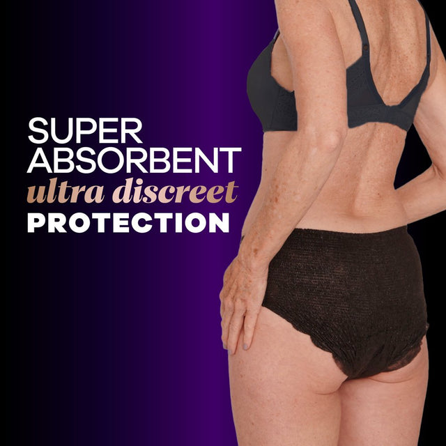 Always Discreet Boutique Incontinence Underwear, Maximum Protection, L, Black, 10 Ct