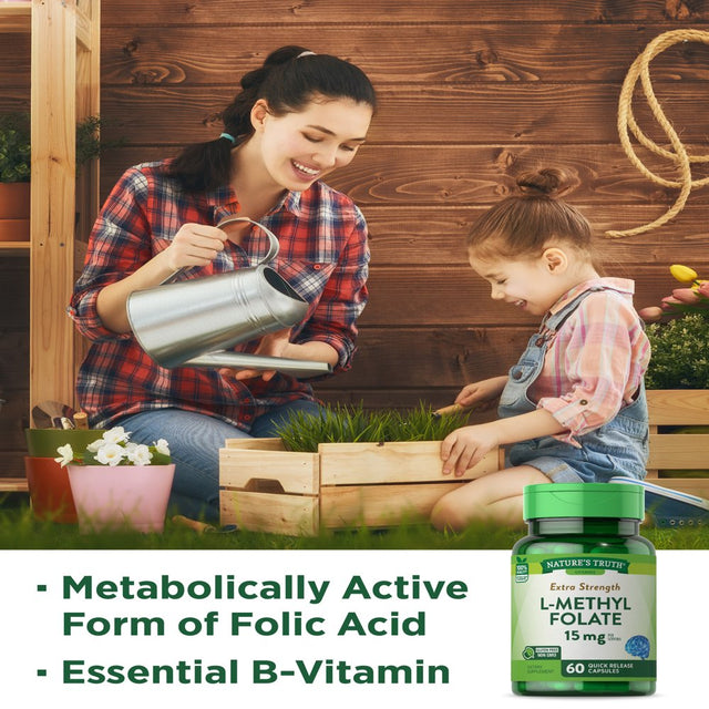 L Methylfolate 15Mg | 60 Capsules | Extra Strength | by Natures Truth