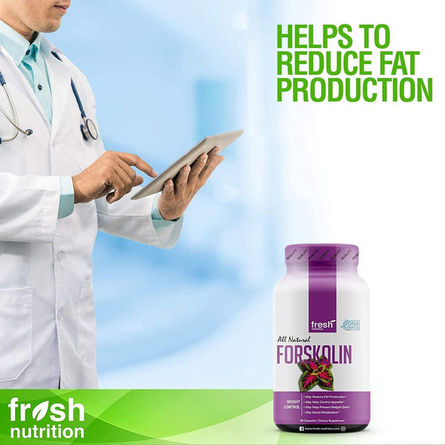Fresh Nutrition Forskolin Supplement - Strongest DNA Verified - Belly Fat Burner 90 Caps