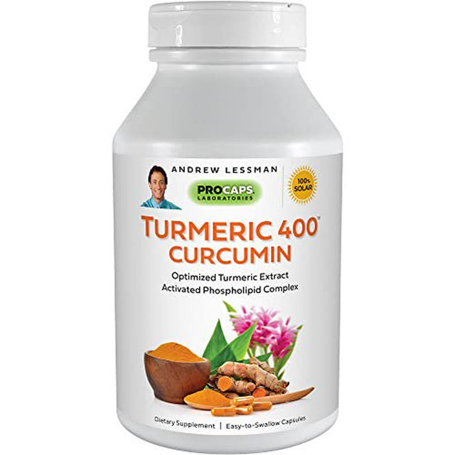 ANDREW LESSMAN Turmeric 400 - 30 Capsules €“ 95% Curcuminoids as Phospholipid Complex for Optimum Benefits and Greater Absorption, High Potency Standardized Extract, Small Easy to Swallow Capsul