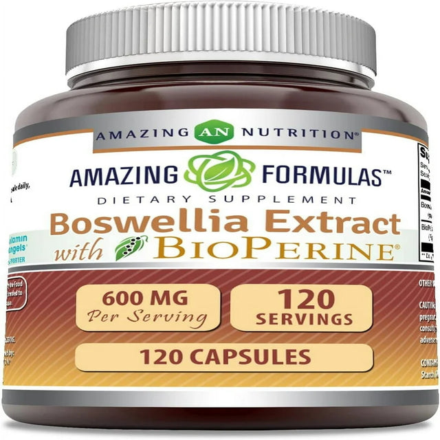 Amazing Formulas Boswellia Extract with Bioperine 600Mg 120 Capsules Supplement