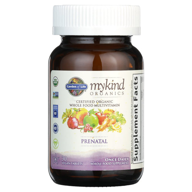 Garden of Life Mykind Organics Prenatal Multivitamin - Once Daily for Pregnant & Lactating Women - 30Ct