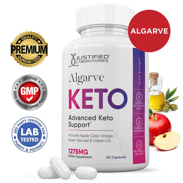 Justified Laboratories Algarve Keto ACV Pills 1275Mg Dietary Supplement 60 Capsules