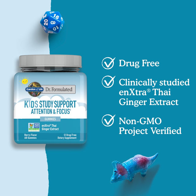 Garden of Life Dr. Formulated Kids Study Support Gummies | Drug Free Supplement | 60Ct
