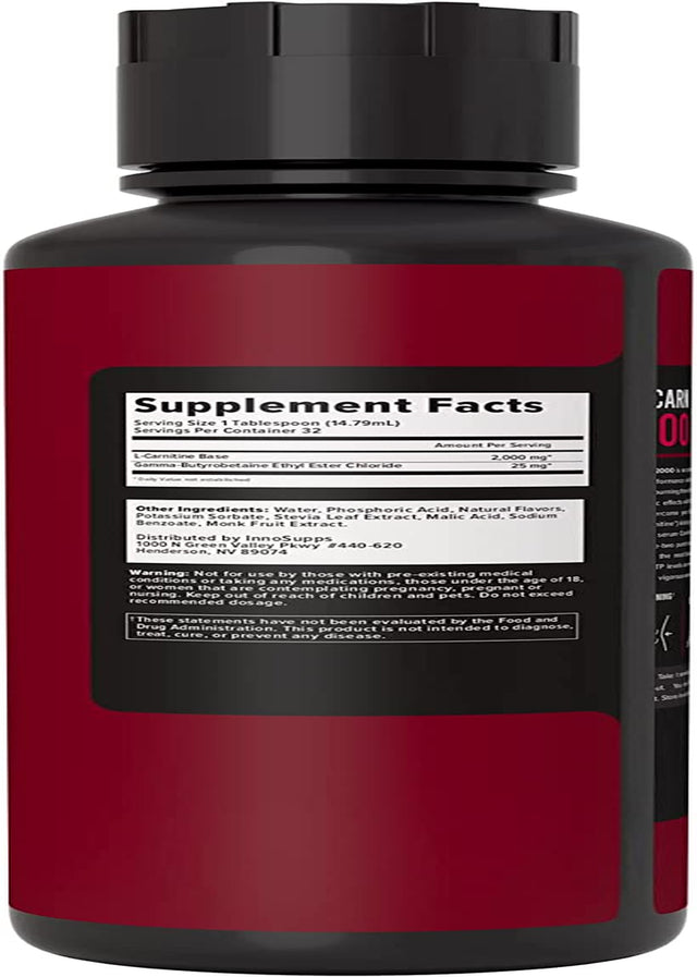 Innosupps Volcarn 2000 - Advanced Fat Burning Liquid | L-Carnitine,Gbeec, Boost Energy, ATP Enhancer | Caffeine Free, No Artificial Sweeteners | 32 Servings (Pink Starblast)
