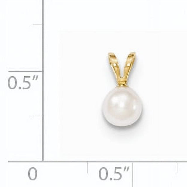 14K Gold 5-6Mm round White Saltwater Akoya Cultured Pearl Pendant XF486