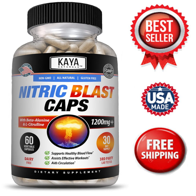 Kaya Naturals Nitric Blast 60Ct, L-Arginine NO2, Natural Testosterone Booster
