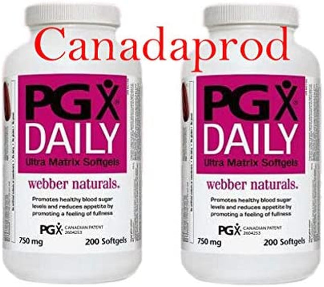 2 Bottles X Webber Naturals PGX Daily 750Mg 200Softgels (Packaging Look May Vary)