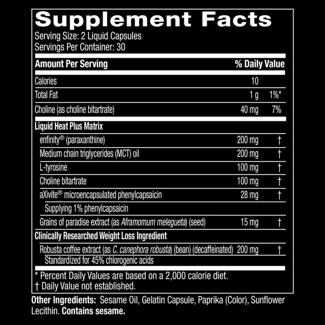 Hydroxycut Hardcore Liquid Heat Weight Loss Supplement Pills, Thermogenic Supplement, 60 Ct