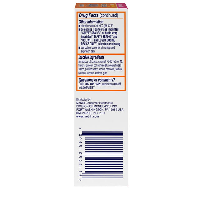Infants' Motrin Concentrated Drops, Fever Reducer, Ibuprofen, Berry Flavored.5Oz