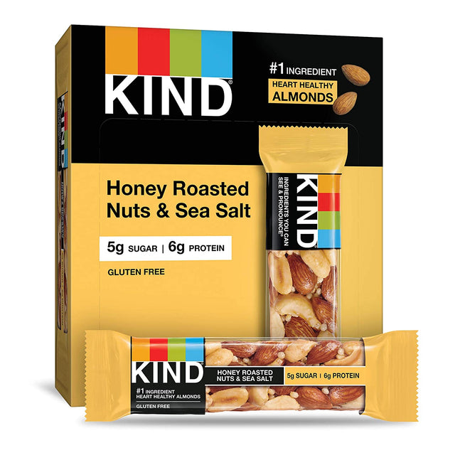 KIND Bars, Honey Roasted Nuts & Sea Salt, Gluten Free, Low Sugar, 1.4Oz, 12 Count & Bars, Maple Glazed Pecan & Sea Salt, Gluten Free, Low Sugar, 1.4Oz, 12 Count