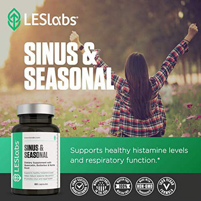 LES Labs Sinus & Seasonal ? Sinus Relief, Nasal Health, Balanced Histamine Response, Clear Lungs & Respiratory Health ? Butterbur, Quercetin, Nettle Root & Bromelain ? 60 Capsules