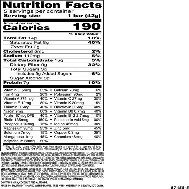 Slimfast Keto Meal Replacement Bar Whipped Triple Chocolate -- 5 Pack