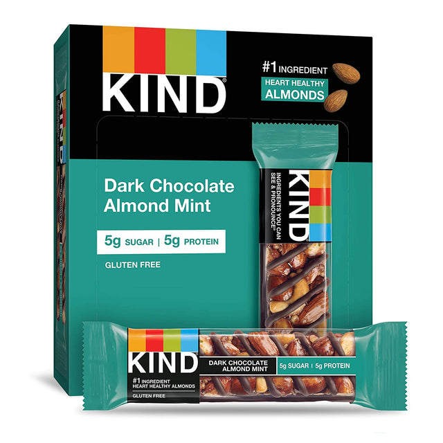 KIND Bars, Dark Chocolate Mint and Dark Chocolate Mocha Almond, Healthy Snacks, Gluten Free, Low Sugar, 12 Count