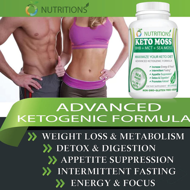 Keto Moss Vegan All in One KETO Pills with BHB Salt, MCT Powder, and Sea Moss