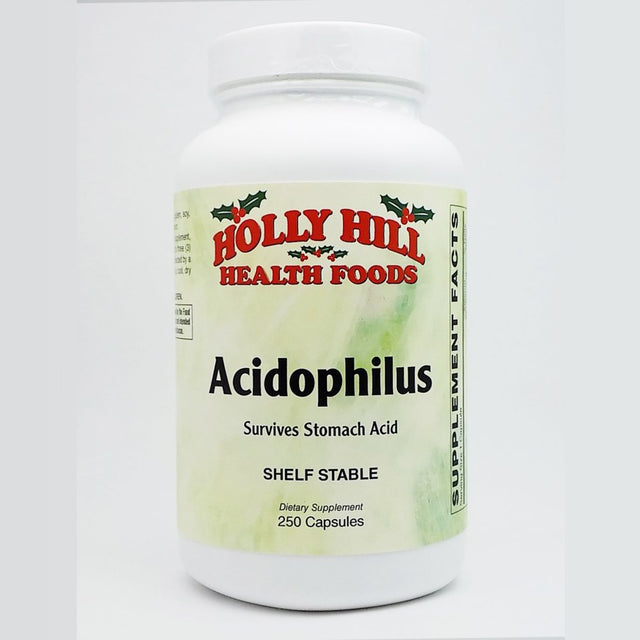 Holly Hill Health Foods, Acidophilus for Vaginal Inflammation and Digestive Disorders, Shelf Stable, 250 Capsules