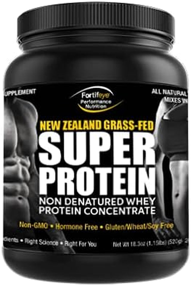 Fortifeye Super Protein New Zealand Grass Fed Whey Protein, Non Denatured, Vanilla, 1 Pack
