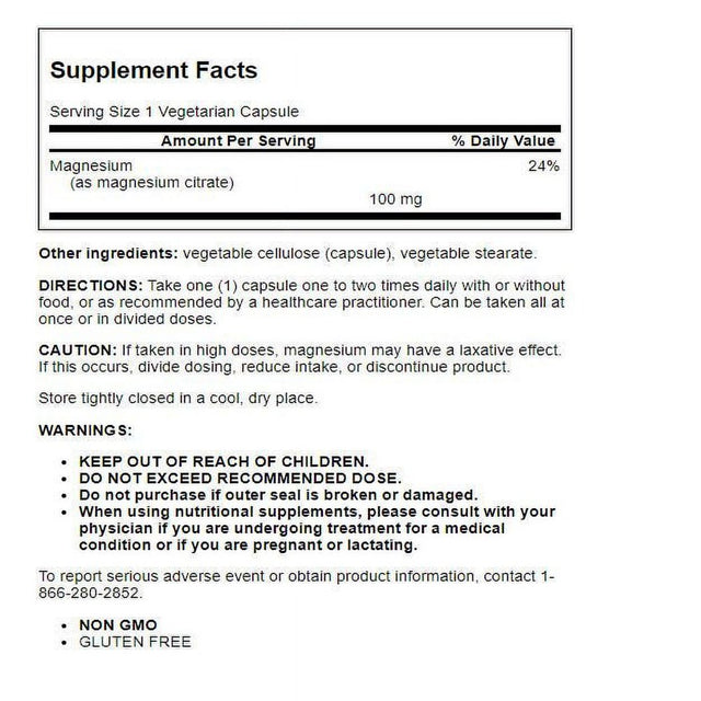 Life Extension- Magnesium (Citrate) 100Mg 100 Veg Caps