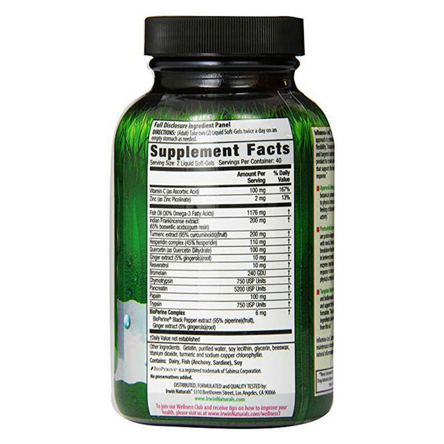 Irwin Naturals Inflammatory Response Inflamma-Less - 80 Ct (2 Pack) + Pill Case