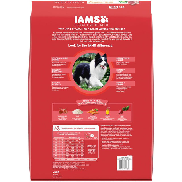 IAMS Proactive Health Minichunks Lamb and Rice Recipe Dry Dog Food, 15 Lb Bag