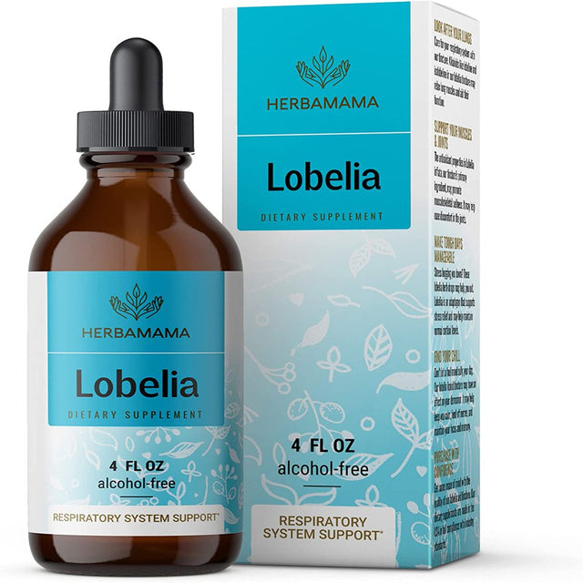 HERBAMAMA Lobelia Liquid Extract - Organic Herb Tincture for Lung Health, 4 Fl Oz