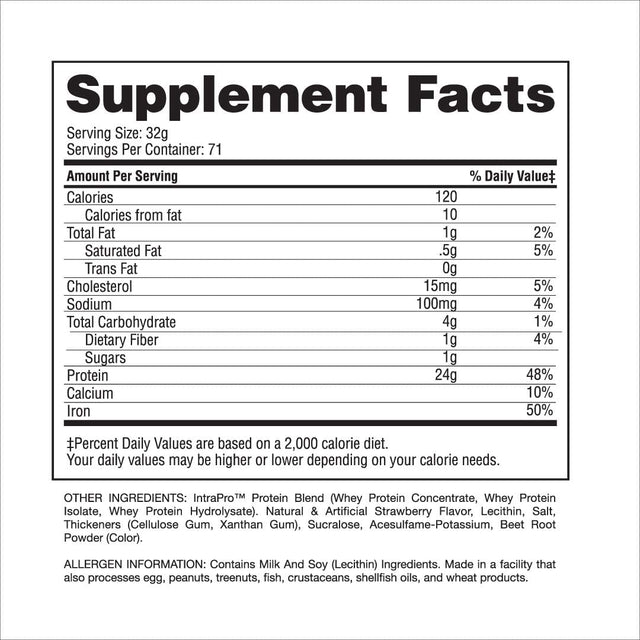 Gaspari Nutrition Intrapro Premium, Whey Protein Shake, No Sugar Added and Aspartame Free (Strawberry Milkshake)