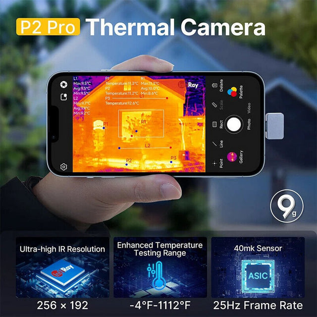 P2 Pro Infiray Xinfrared Thermal IR Camera Imager Night Vision Infrared Imaging for Type C Phones with Handle Holder for Iphone Ios