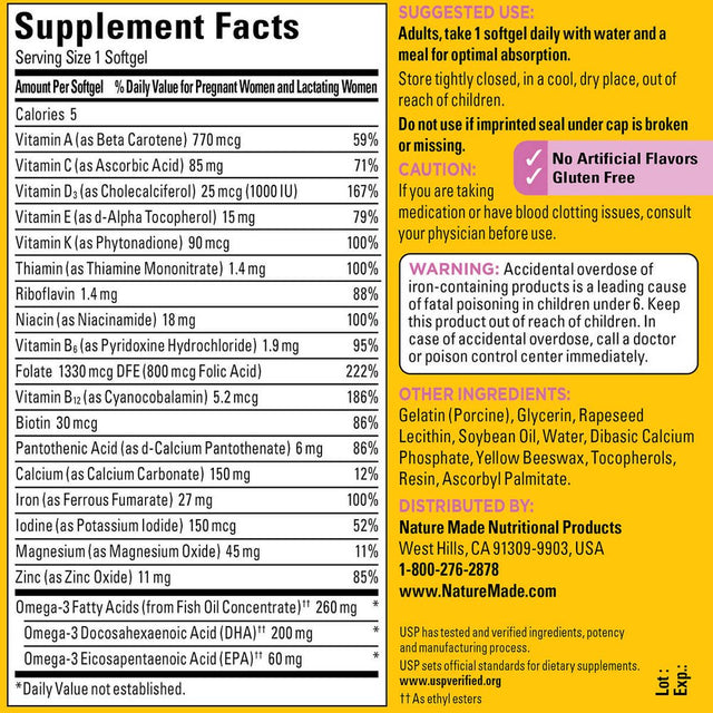 2 Pack | Nature Made Prenatal Multi + DHA, 150 Softgels