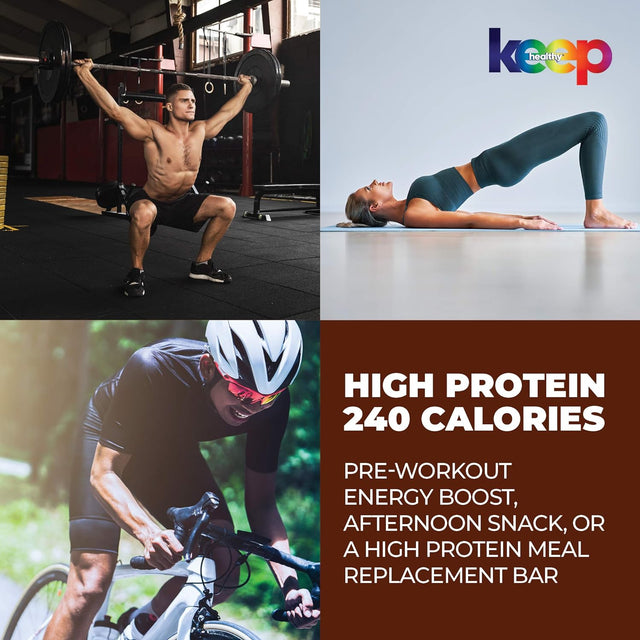 Keep Healthy Low Glycemic Bar - Sea Salt Brownie - 12G Plant Based Protein, Low Sugar, Organic, Vegan, Gluten Free, Soy Free, Dairy Free Protein Bar (12 Bars)