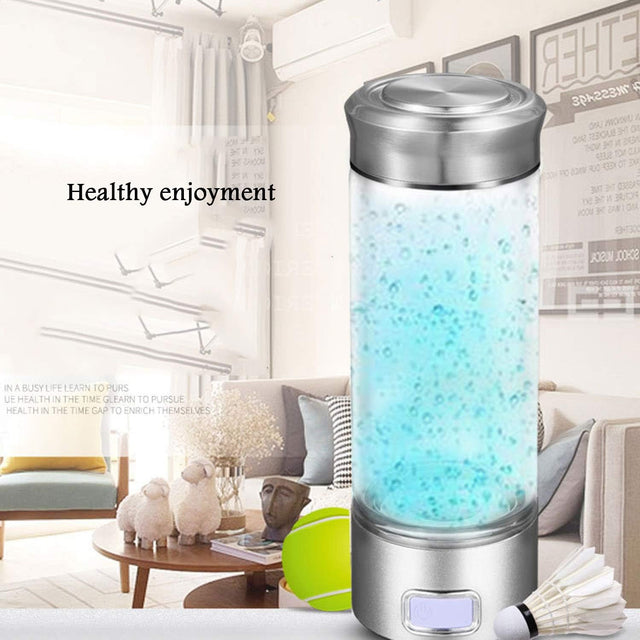 Portable 3-Minute Hydrogen-Rich Water Bottle Rechargeable High Concentration Hydrogen Water Generator Glass Bottle Anti-Aging Anti-Oxidation Kettle 500Ml