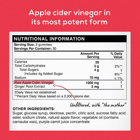 ๐๐๐๐๐๐ ๐ฎ๐ฌ๐ฎ๐ฏ* Apple Cider Vinegar Gummies with the Mother, Perfect Balance of Flavor and Nutrition, Supports Gut Health, Digestion & Weight Management, Keto-Friendly, Vegan, 60 ACV Gummies