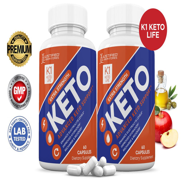 K1 Keto Life ACV Pills 1275 MG Stronger than Gummies Keto Support 2 Bottles