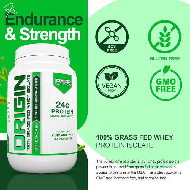100% Grass Fed Whey Protein Isolate Unflavored-Low Carb-2Lb