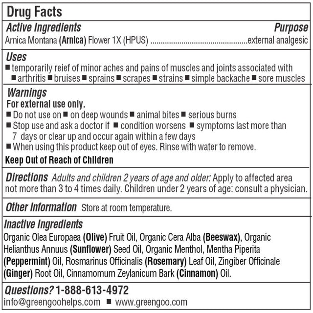 Green Goo 100% All Natural Pain Relief Salve 1.82 Oz.