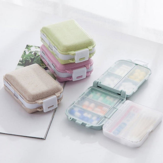 3 Layer Portable Travel Organizer Pill Box Health Medicine Drug Case-10 Pieces
