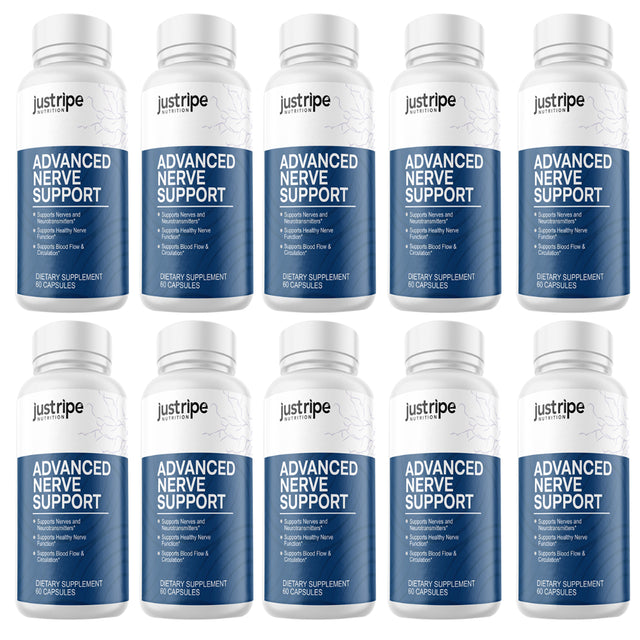10 Pack Advanced Nerve Support by Just Ripe- 60 Capsules