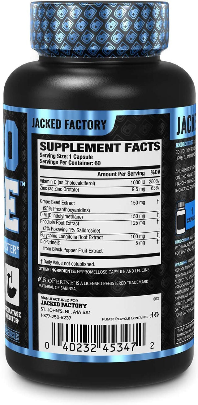 Jacked Factory N.O. XT Nitric Oxide Supplement, Build-Xt Muscle Builder, & Androsurge Estrogen Blocker for Men