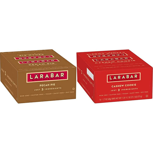 LÄRABAR Pecan Pie (16 Ct) and Cashew Cookie (16 Ct) Gluten Free Vegan Fruit & Nut Bars
