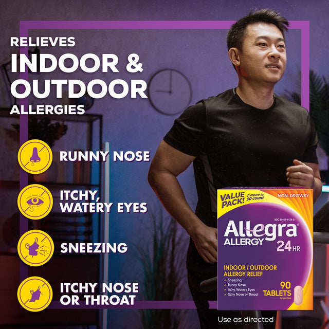 Allegra Adult 24 Hour Non-Drowsy Antihistamine Allergy Relief Medicine 180Mg Tablets 90Ct