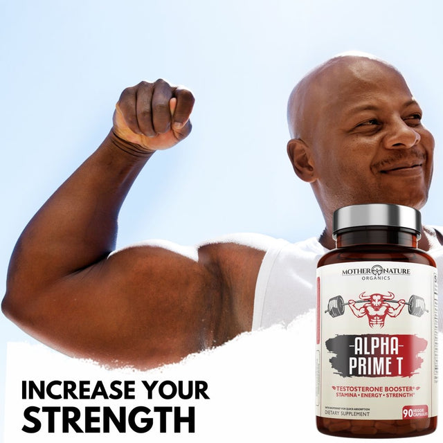 Alpha Prime Testosterone Booster for Men, Maca Root Powder 90 Ct, No Artificial Colors