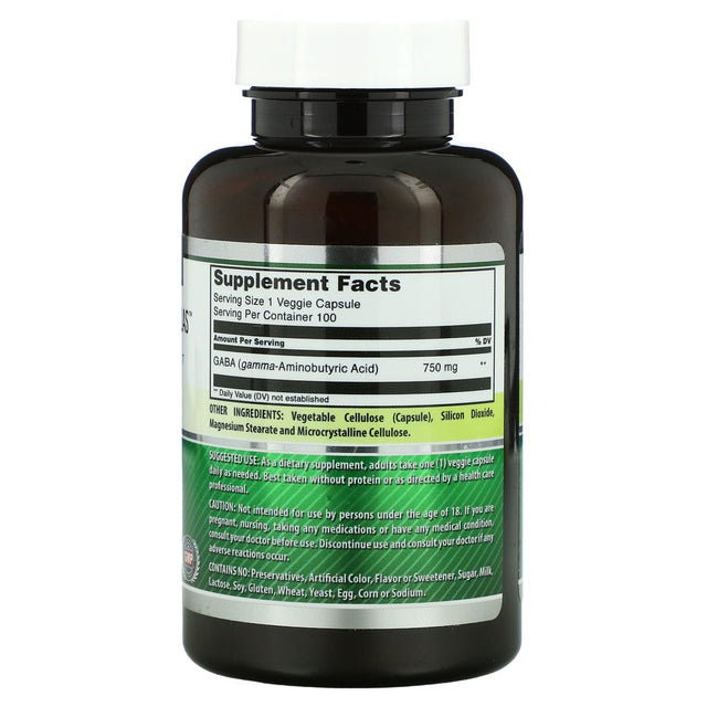 Amazing Formulas GABA 750Mg, 100 Veggi Capsules