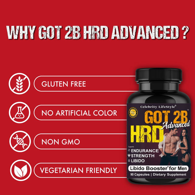 Got2Bhrd Male Testosterone Booster Vitamin Supplements, Male Energy Boosters, Libido Booster Pills 90 Count