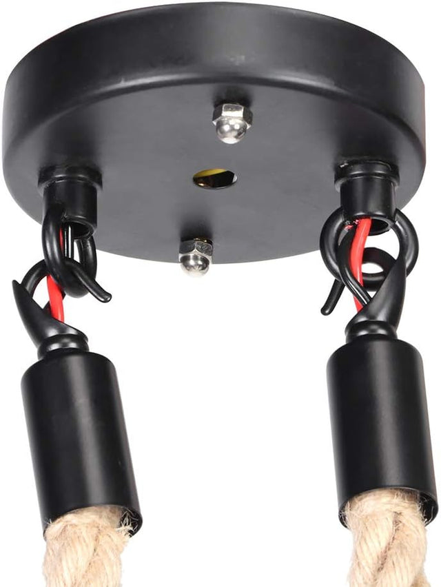 Fdit Pendant Light, Jute + Metalc Hemp Rope Lamp, Durability 85V-265V Industrial Occasion for Bars Restaurants Homes Cafes