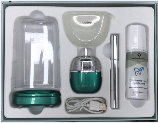 Hellopharma 3D Ultra Whitening Toothbrush, U-Shaped Toothbrush with Wireless Charging Station- Pink