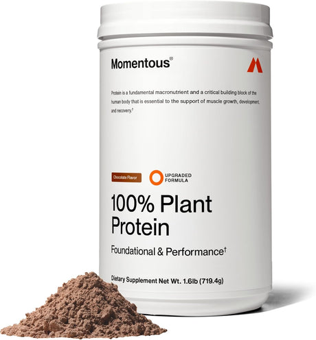 Momentous Essential Plant-Based Pea and Rice Protein Powder, Vegan, Gluten-Free, Non-Gmo, NSF Certified, All Day Essential Use Protein Powder for Men and Women (Chocolate, Bag)