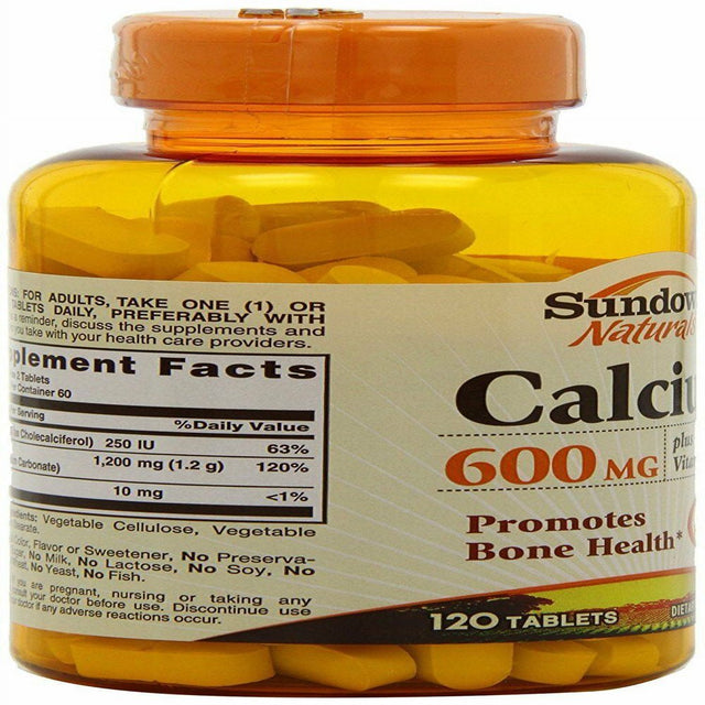 Sundown Naturals Calcium + Vitamin D3, Promotes Bone Health, 120 Ct, 3-Pack