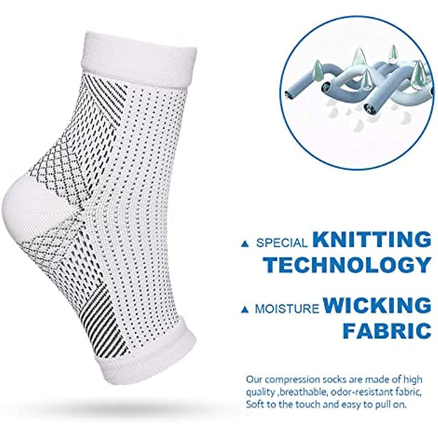 4Pairs Ankle Compression Sleeve Open Toe Сompression Socks for Swelling, Plantar Fasciitis, Sprain, Neuropathy for Women and Men-4Colors L/XL